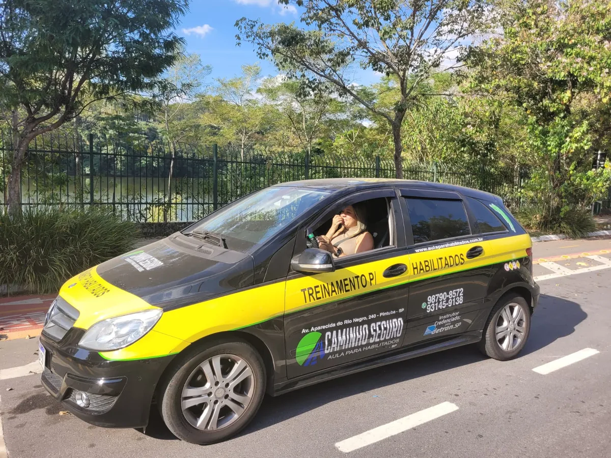 Carro Caminho Seguro em via arborizada